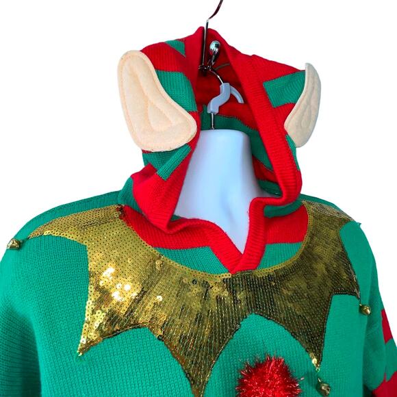 33 Degrees Santa's Helper Elf Ears Hoodie Size Medium - Picture 2 of 6